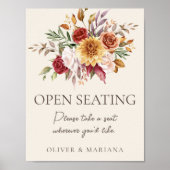 Herfst Bloemen Ivoor Bruiloft Open Zitting Teken Poster (Voorkant)
