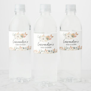 Herfst Bloemen Kleine Pompoen Baby shower Waterfles Etiket