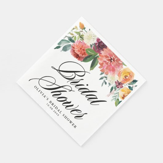 Herfst Bloemen Krans Bruiloft Bruidsfeest Servet (Hoek)