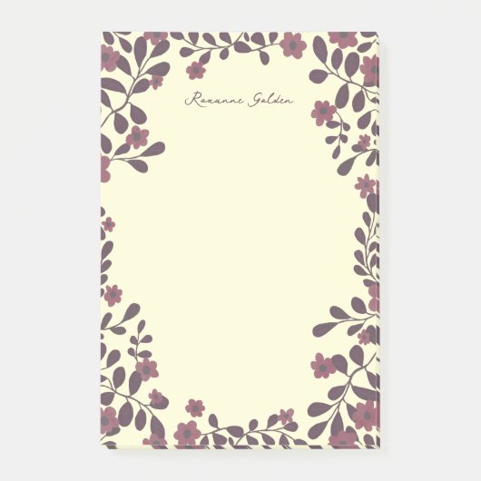Herfst Bloemen Lijst CUSTOM NAAM Notitieblok Post-it® Notes (Voorkant)