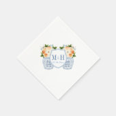 Herfst Bloemen Monogram Chinoiserie Trouwfeest Servet (Hoek)