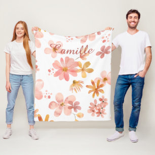 Herfst bloemen naam oranje perzik fleece deken