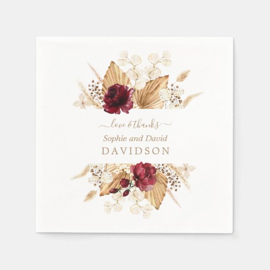 Herfst Bloemen Pampas Gras Palm Bruidsboeket  Servet (Voorkant)