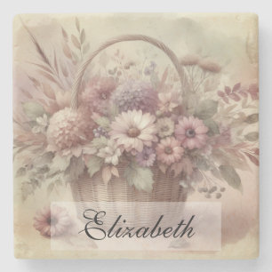 Herfst bloemen pastel waterverf schilderij Stenen Onderzetter
