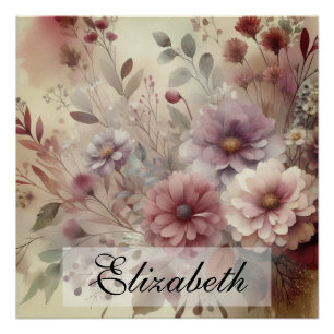 Herfst Bloemen Pastels waterverf schilderij Perfect Poster