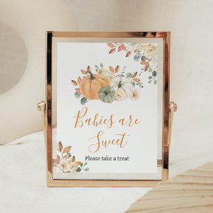 Herfst Bloemen Pompoen Baby shower Baby's zijn zoe Poster