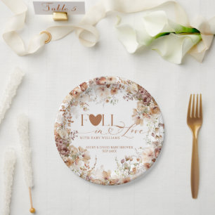 Herfst Bloemen Pompoen Neutraal Baby shower Papieren Bordje