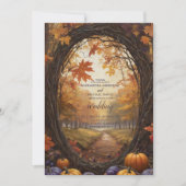 Herfst Bloemen Pompoen Scrip bruiloft uitnodiging (Voorkant)