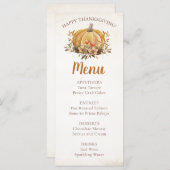 Herfst Bloemen Pompoen Thanksgiving Diner Menu (Voorkant / Achterkant)