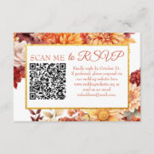 Herfst Bloemen QR Code RSVP Trouwruimte Informatiekaartje (Voorkant)