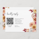 Herfst Bloemen RSVP Bruiloft QR CODE Details op de Informatiekaartje (Voorkant / Achterkant)