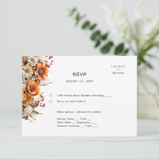 HERFST BLOEMEN RSVP | ORANJE BLOEMEN | RUSTIEKE TR (Staand voorkant)