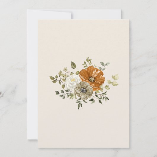 Herfst Bloemen Rustiek Witte Pompoen Vrijgezellenf Kaart (Achterkant)