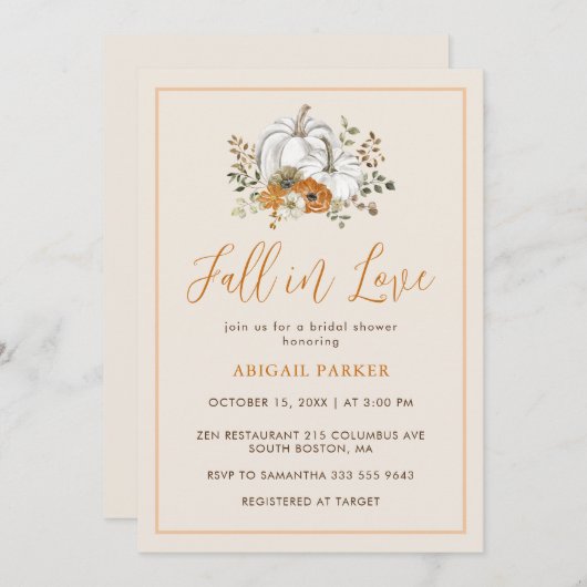 Herfst Bloemen Rustiek Witte Pompoen Vrijgezellenf Kaart (Voorkant / Achterkant)