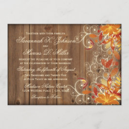 Herfst Bloemen Rustieke Houten Herfst Bruiloft Uit Kaart