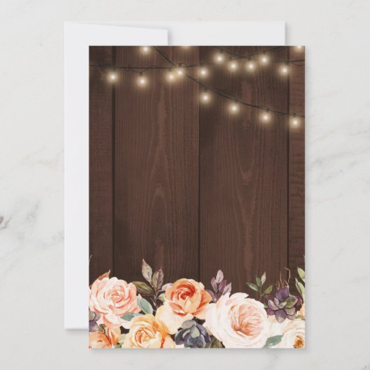 herfst Bloemen Rustieke String Lights vrijgezellen Kaart (Achterkant)