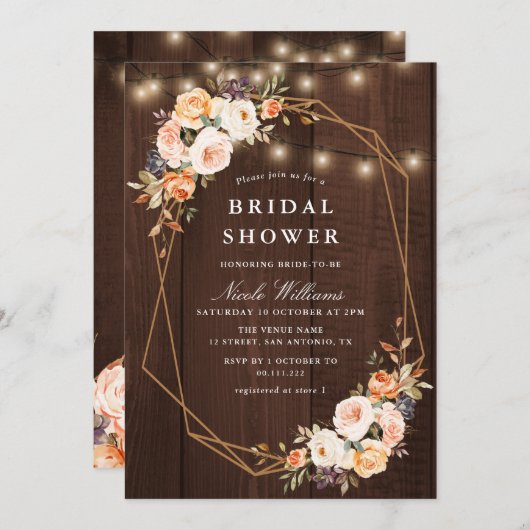 herfst Bloemen Rustieke String Lights vrijgezellen Kaart (Voorkant / Achterkant)