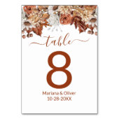 Herfst Bloemen Tafelnummers Kaart (Voorkant)