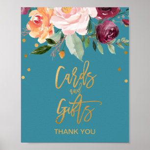 Herfst Bloemen   Tealkaarten en Cadeaus Bord Poster