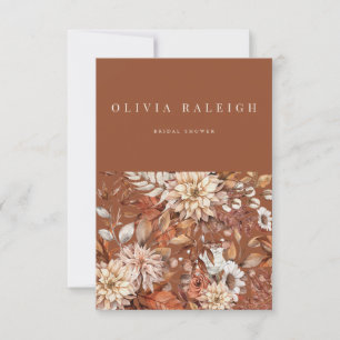 Herfst Bloemen Terracotta Bridal Shower Invitation Kaart