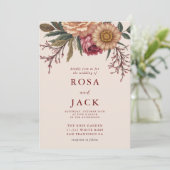 Herfst Bloemen Terracotta Pampas Grass Wedding Kaart (Staand voorkant)