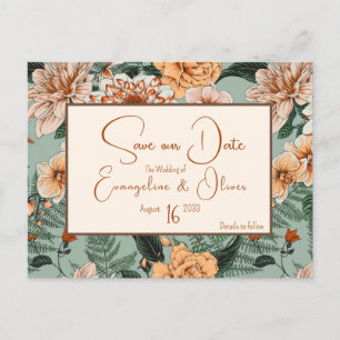 Herfst Bloemen Terracotta Sage Blush Bruiloft Aankondigingskaart