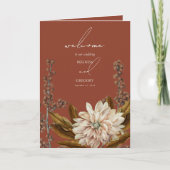 Herfst Bloemen Terracotta Waterverf Herfstbruiloft Programma (Voorkant)