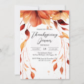 Herfst Bloemen Thanksgiving Diner Kaart (Voorkant)
