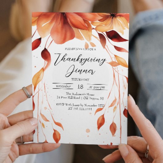 Herfst Bloemen Thanksgiving Diner Kaart