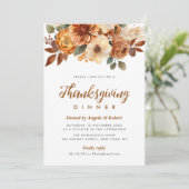 herfst bloemen Thanksgiving diner Kaart (Staand voorkant)
