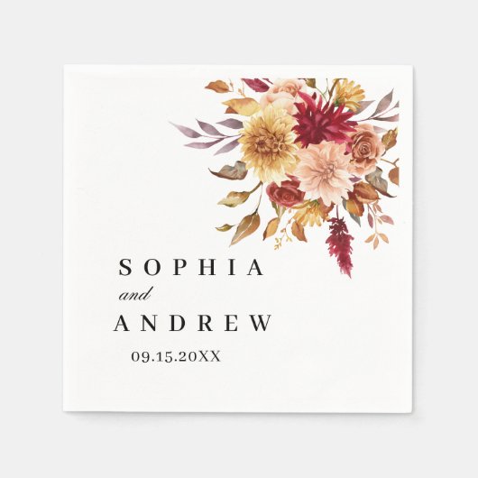 Herfst Bloemen Trouwservetten Servet (Voorkant)