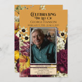 Herfst Bloemen Uitvaart Memorial Aankondiging (Voorkant / Achterkant)