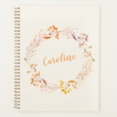Herfst Bloemen Waterverf krans monogram Planner (Voorkant)