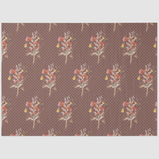 Herfst Bloemen Wildbloem Vlinder Bruin Decoupage Tissuepapier (Voorkant)