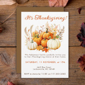 Herfst Bloemen Witte Pompoen Thanksgiving Dinner Kaart