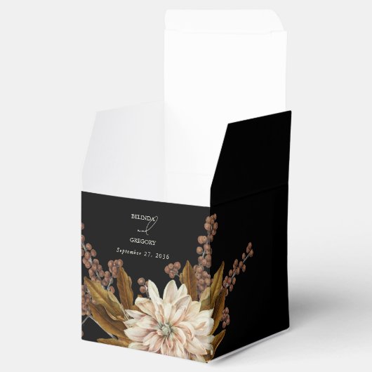 Herfst Bloemen Zwart Waterverf Herfst Bruiloft Bedankdoosjes (Geopend)