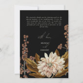 Herfst Bloemen Zwart Waterverf Herfst Bruiloft Bedankkaart (Achterkant)