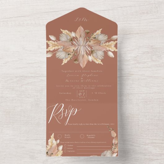 Herfst Bloemenbruiloft Alles in een Uitnodiging me (Binnen)