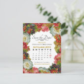 Herfst Bloemenbruiloft Save the Date Calendar Briefkaart (Staand voorkant)