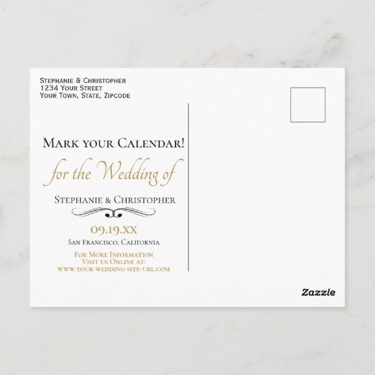 Herfst Bloemenbruiloft Save the Date Calendar Briefkaart (Achterkant)