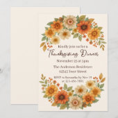 Herfst Bloemenkrans - Elegant Thanksgiving Diner Kaart (Voorkant / Achterkant)