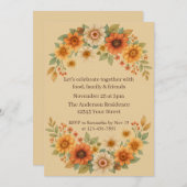 Herfst Bloemenkrans - Elegant Thanksgiving Diner Kaart (Voorkant / Achterkant)