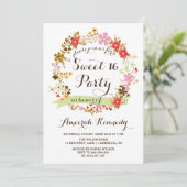 Herfst Bloemenkrans Zoet Zestien Uitnodiging (Staand voorkant)