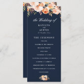 herfst bloemenmarine blauw bruiloft programma (Voorkant / Achterkant)