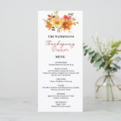herfst bloemenmenu Thanksgiving Menu (Staand voorkant)