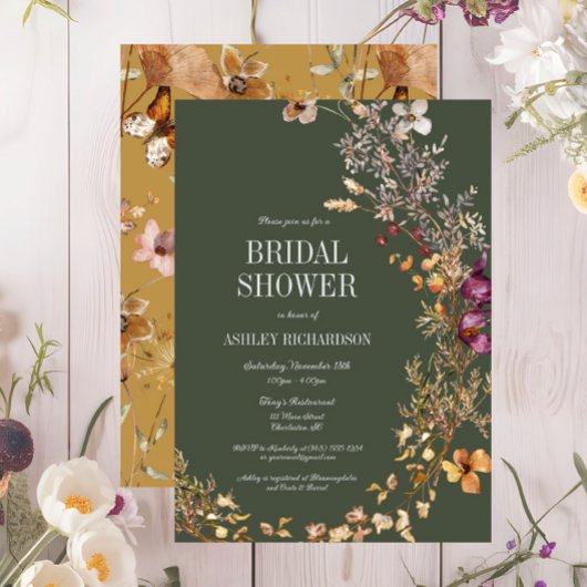 Herfst Bloemenpompoen Boho Bridal Shower Invitatio Kaart