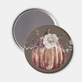 Herfst bloemenpompoen bruin, terracotta, plumb magneet (Voorkant / Achterkant)