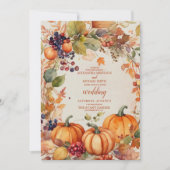 Herfst Bloemenpompoen rustieke bruiloft Kaart (Voorkant)