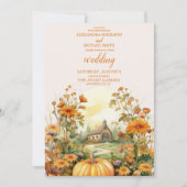 Herfst Bloemenpompoen rustieke bruiloft Kaart (Voorkant)