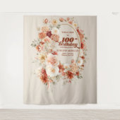 Herfst bloementerracotta blush groovy 100e verjaar wandkleed (Voorkant)
